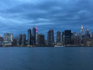 Skyline of New York City in the evening